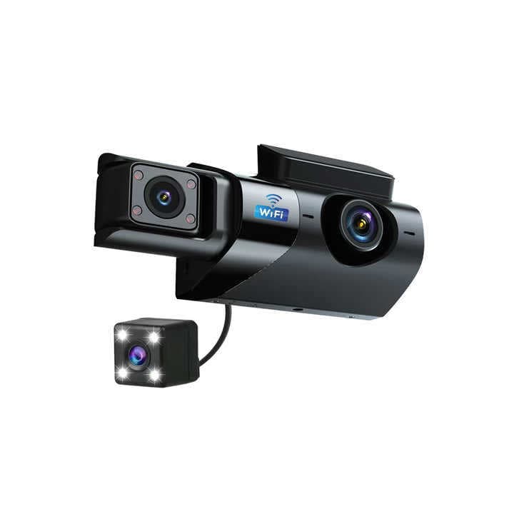 3-Camera HD 1080p G-Sensor Car Dashboard DVR with WiFi Hidden Security System