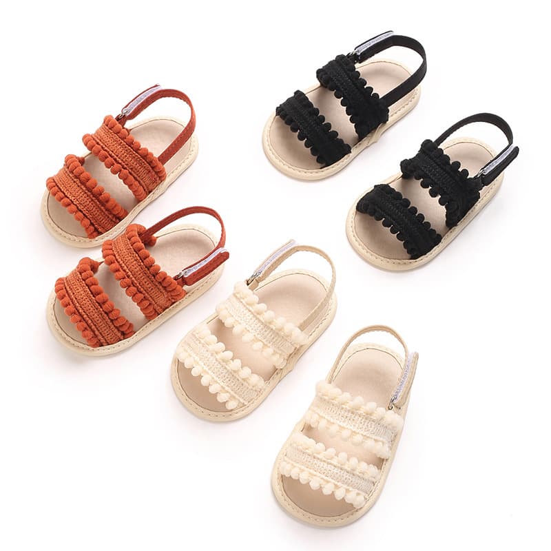 Baby Girl Sandals Open Toe 0-1 Year Old Toddler Shoes Sweet Matching Dress Casual Soft Sole One-Strap Beach