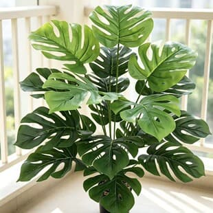 New Simulation Green Plant 18-Branch Monstera Potted Plant Large Leaf Outdoor Indoor Decoration Fake Plant Amazon Monstera Leaf
