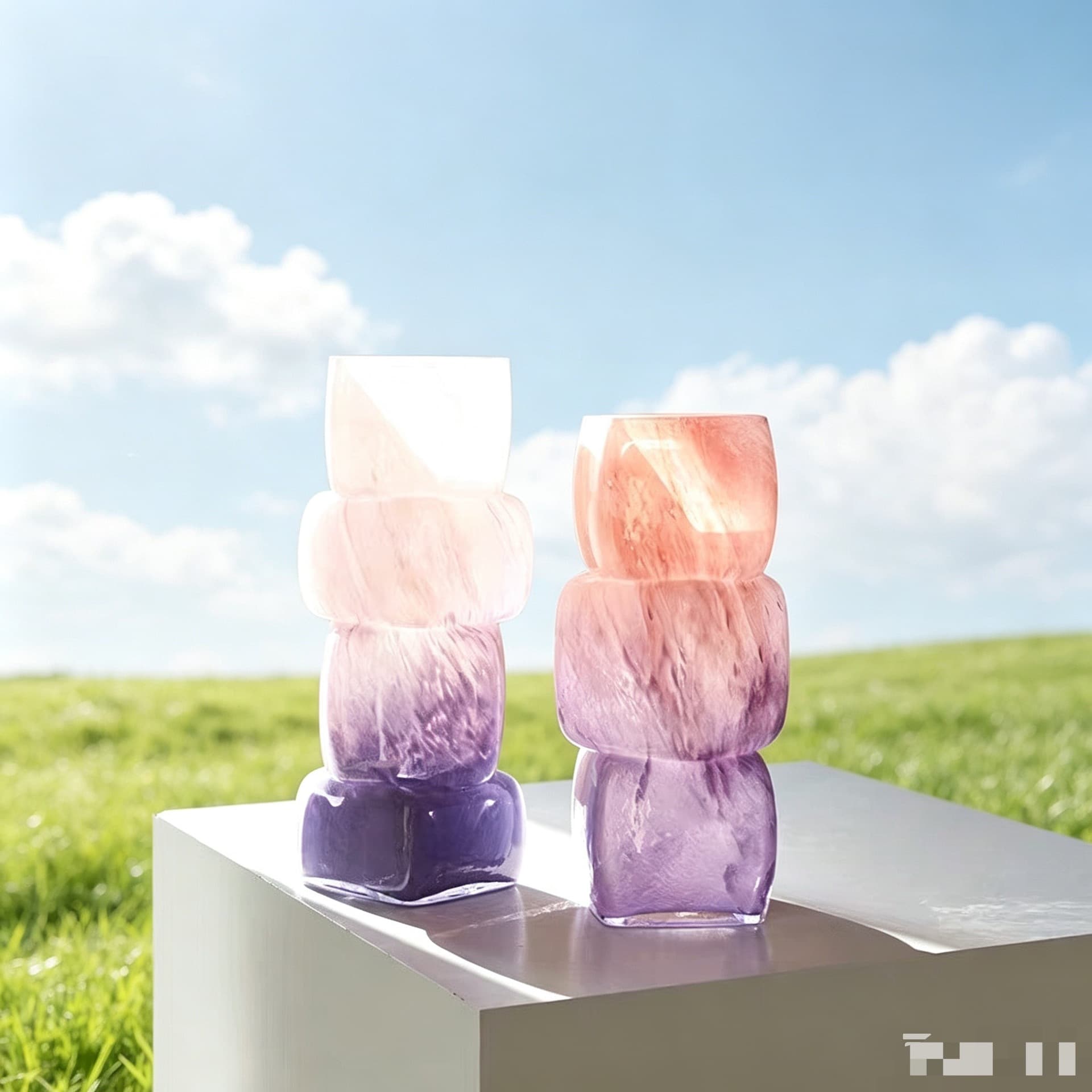 Modern Minimalist Two-Tone Cube Glass Vase New Chinese Style New Home Flower Arrangement Holly Willow Decorative Ornament Creative Flower