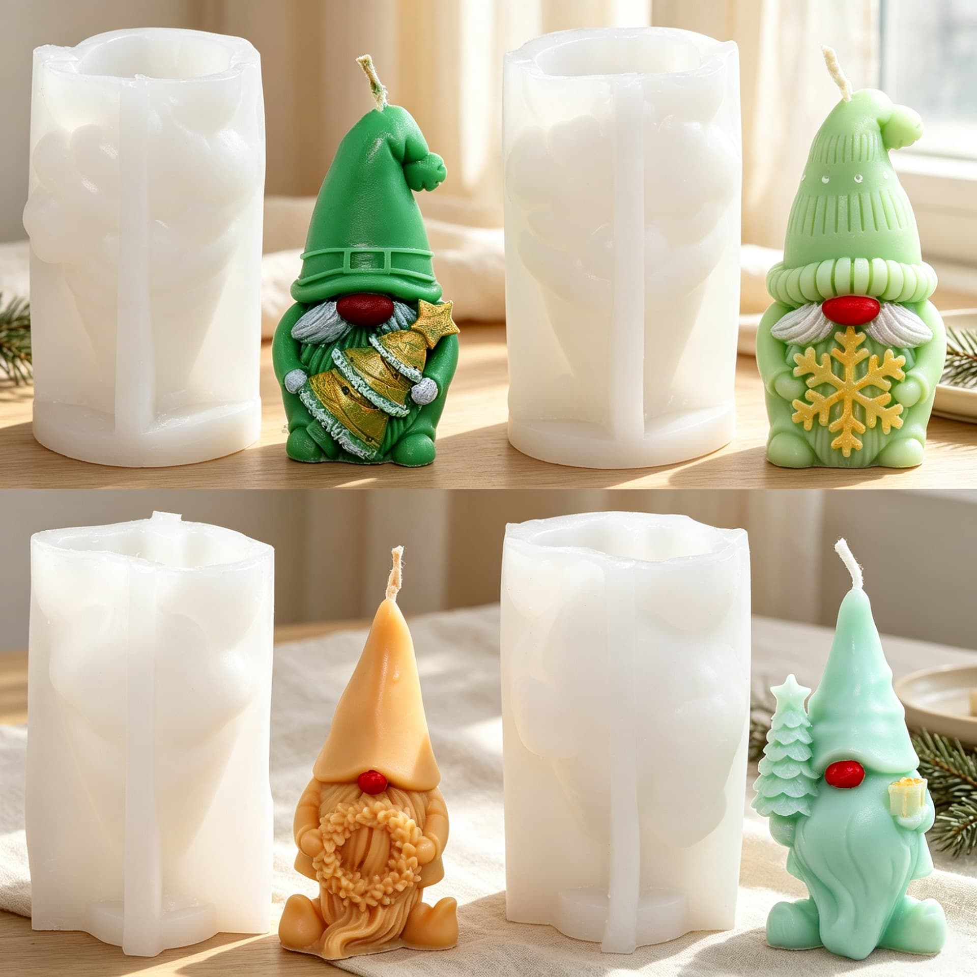 INS Cross-Border Christmas Gnome Silicone Candle Mold DIY Dwarf Aromatherapy Candle Plaster Soap Christmas Mold