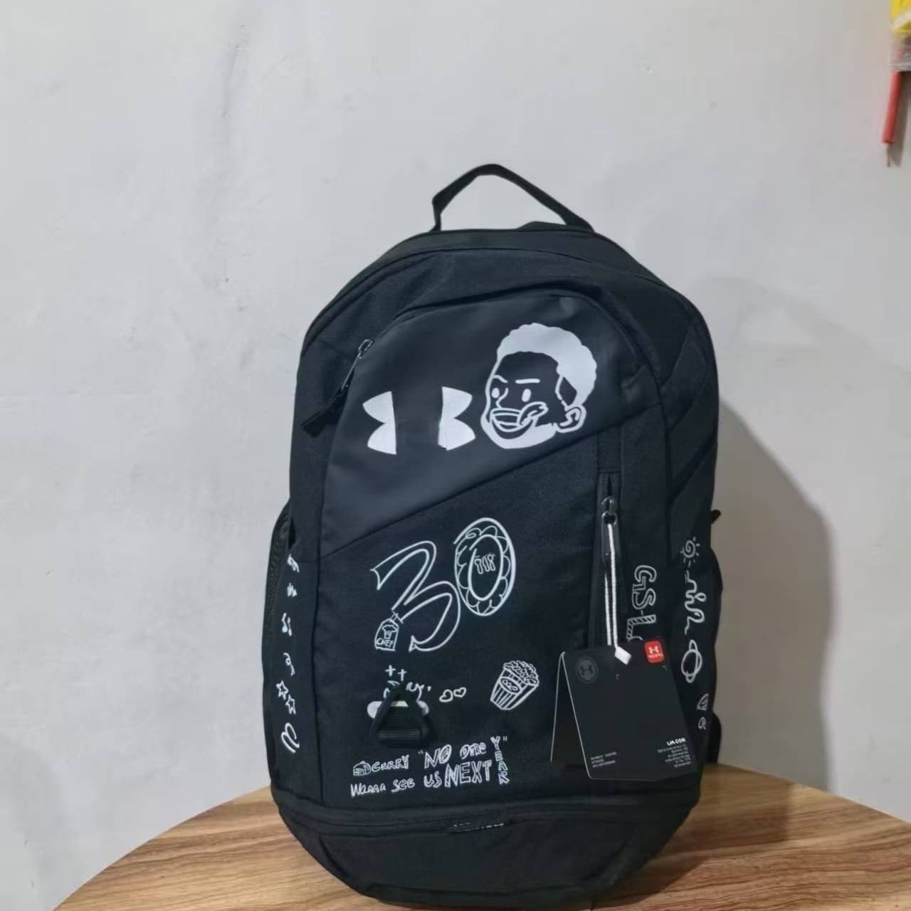 UA Large Capacity Backpack Curry Backpack Graffiti Sports Travel Bag Men Women Middle High School Basketball Bag Shoe Compartment Backpack