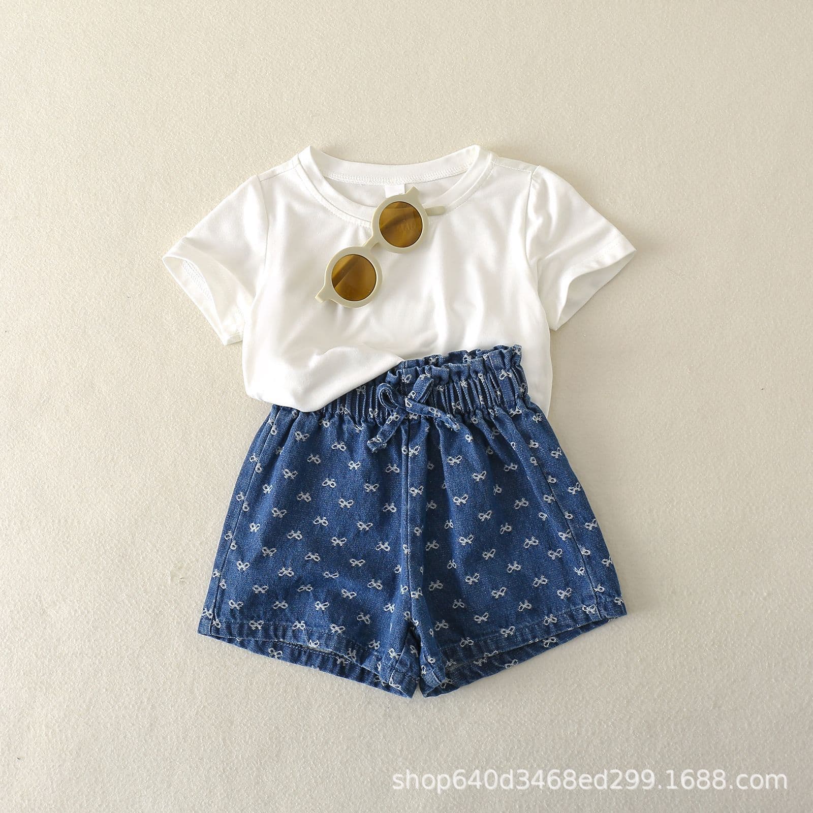 2025 New Arrival In Stock Children's Summer Clothes Bow Denim Summer Outfit Korean Style Girls Shorts Casual