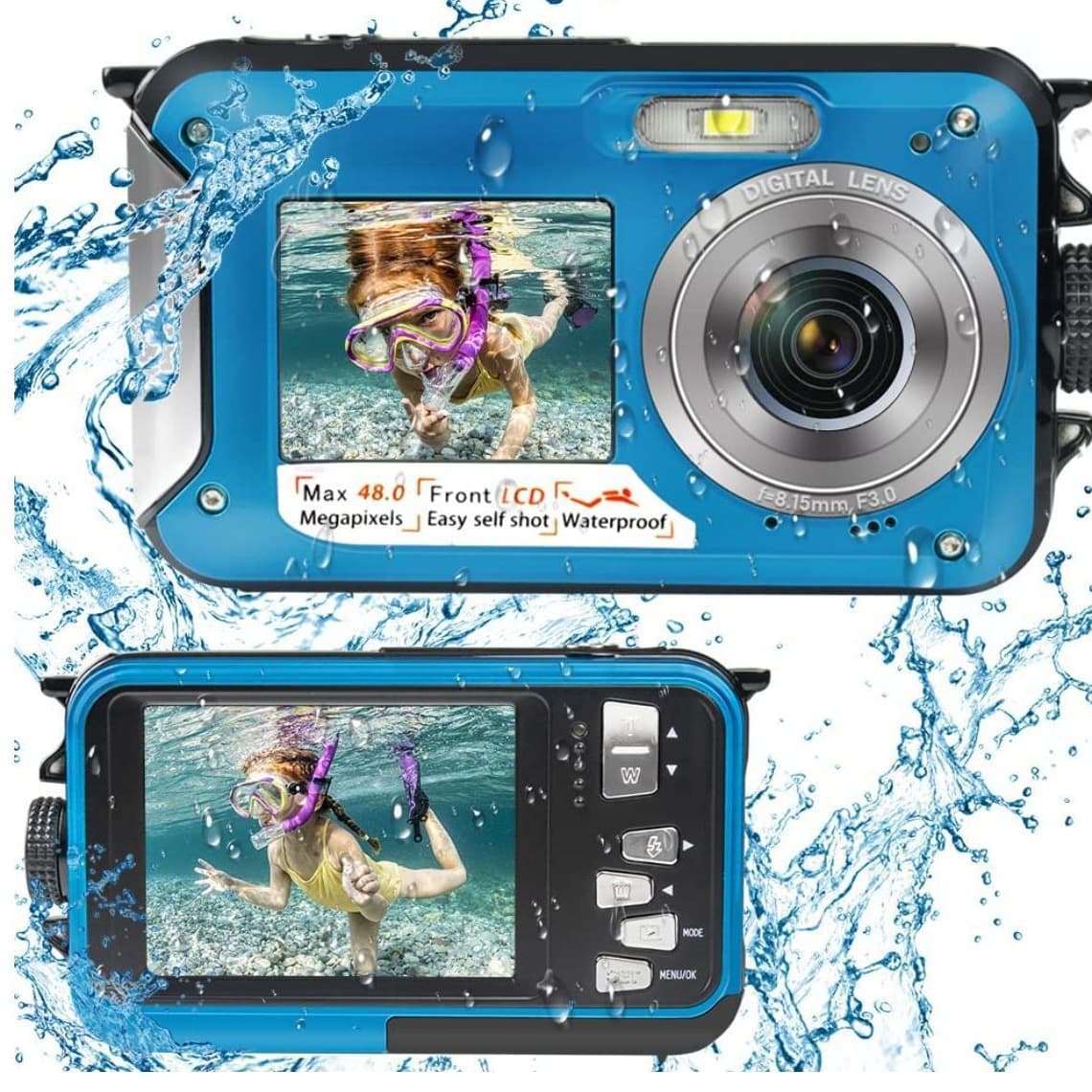 Export Underwater Camcorder Full HD 2.7K 48MP Waterproof Snorkeling Dual-screen Waterproof Digital Camera