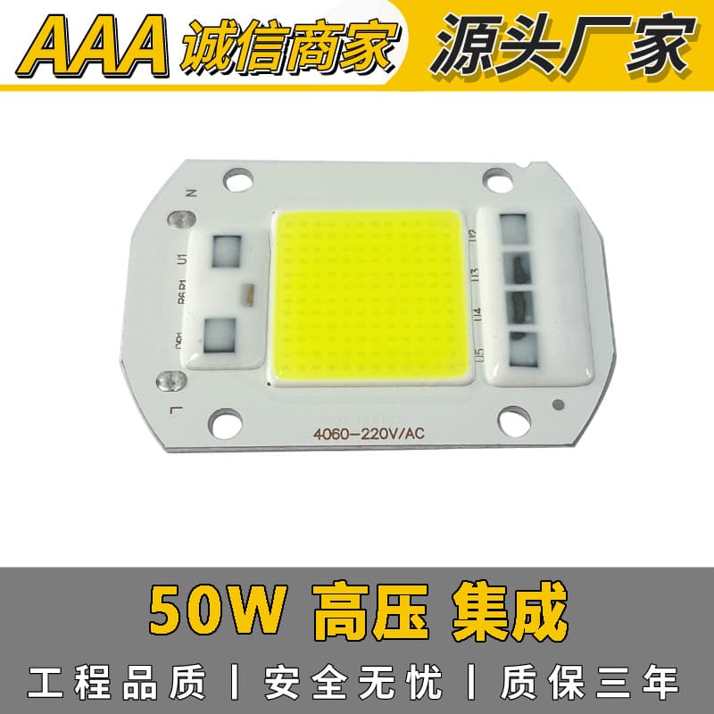 Supply 50W high voltage integrated light source 4060 COB high voltage 220V high voltage integrated 50W lamp beads with three-year warranty