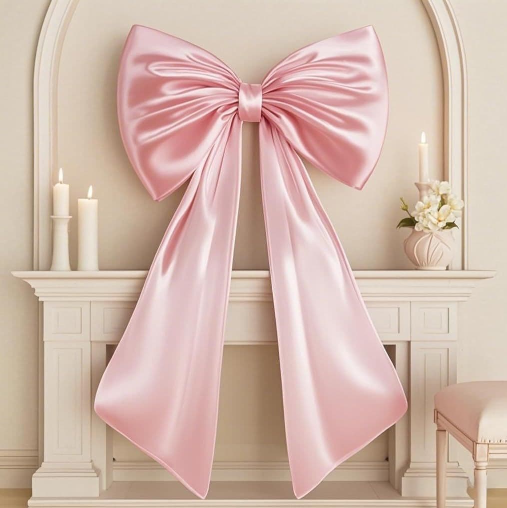 Cross-border large pink satin bow giant pink ribbon knot used for birthday party decoration venue