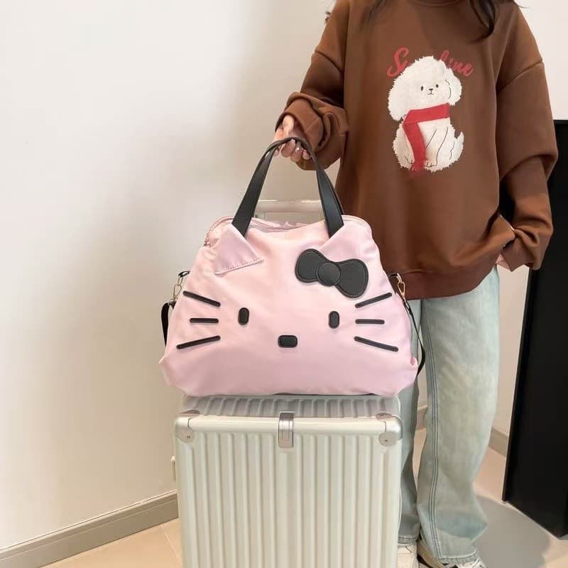 Large-capacity portable short-distance travel bag KT business trip luggage bag Hello Kitty casual shoulder bag cartoon tote bag for women