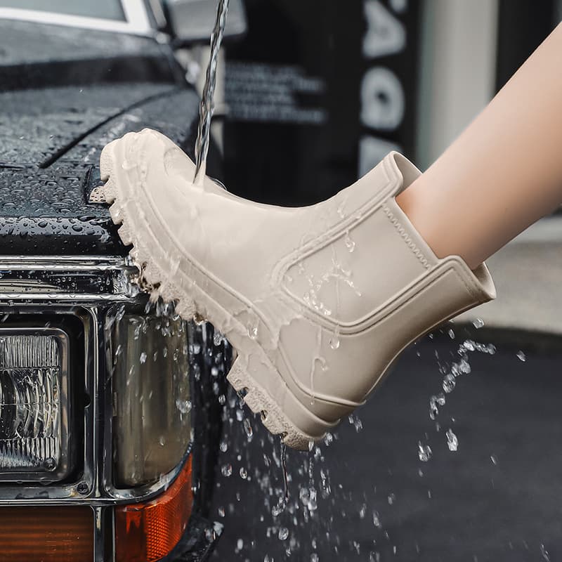 New cross-border women's waterproof plastic shoes, outdoor work rain boots, lightweight non-slip rubber shoes, kitchen overshoes
