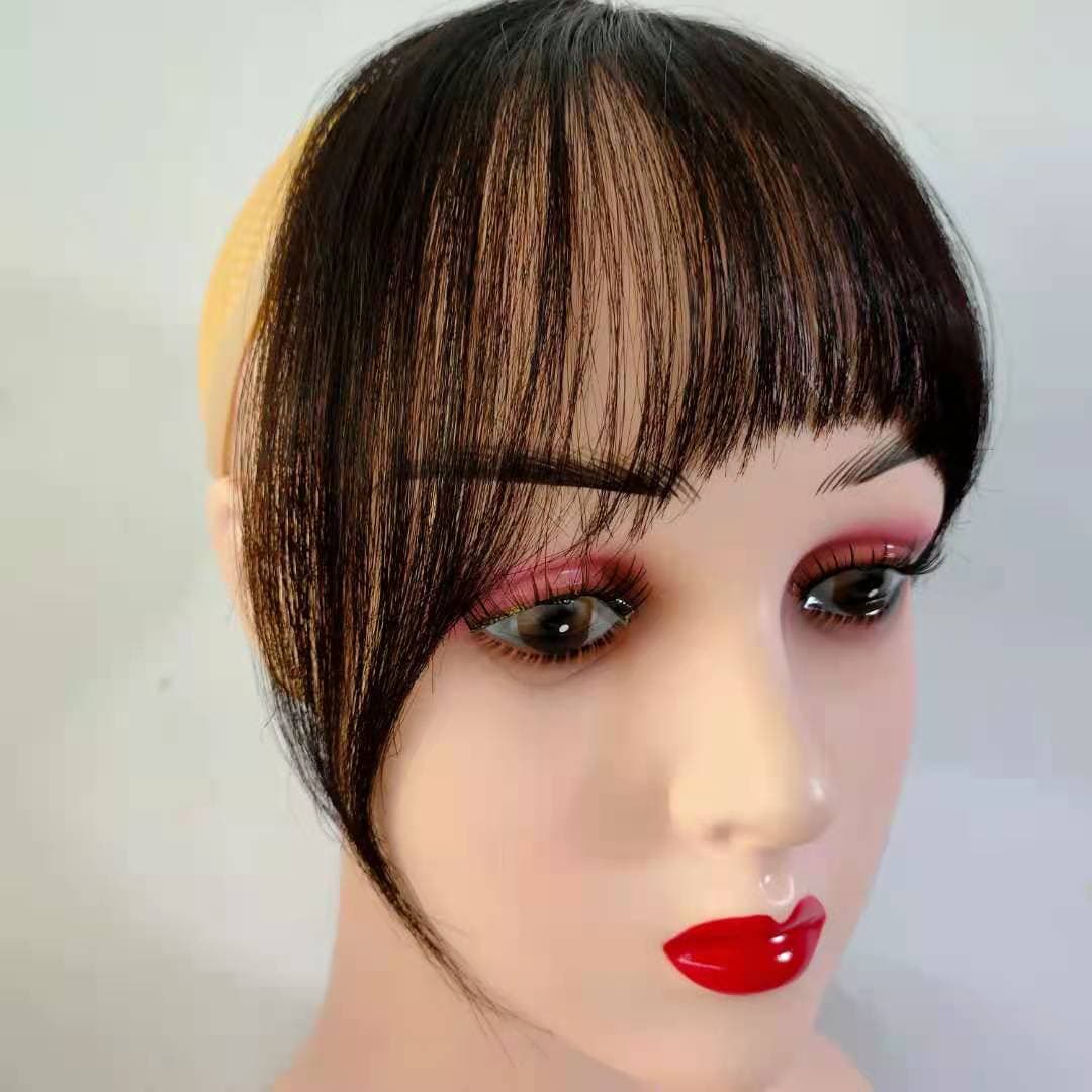 Real Hair Wig Xiao Qiandai Fringe Japanese Anime Soft Sweet Side Bangs Hair Block Real Hair Fringe Wig
