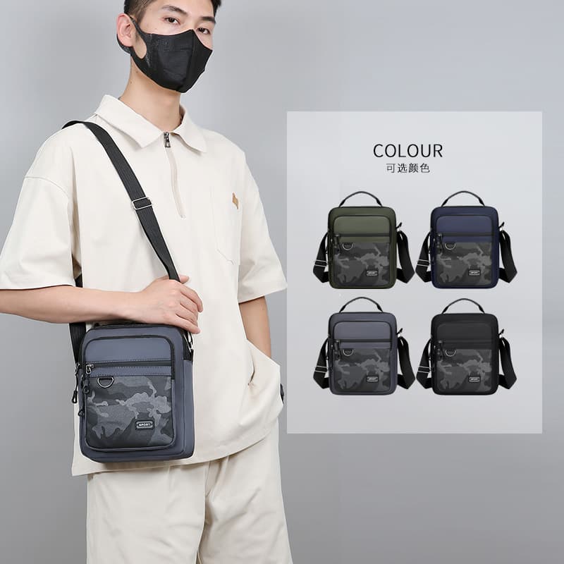 Simplified Business Men's Trendy Handheld Small Crossbody Bag Multi-Slot Pocket Practical Zipper Single Shoulder Diagonal Bag