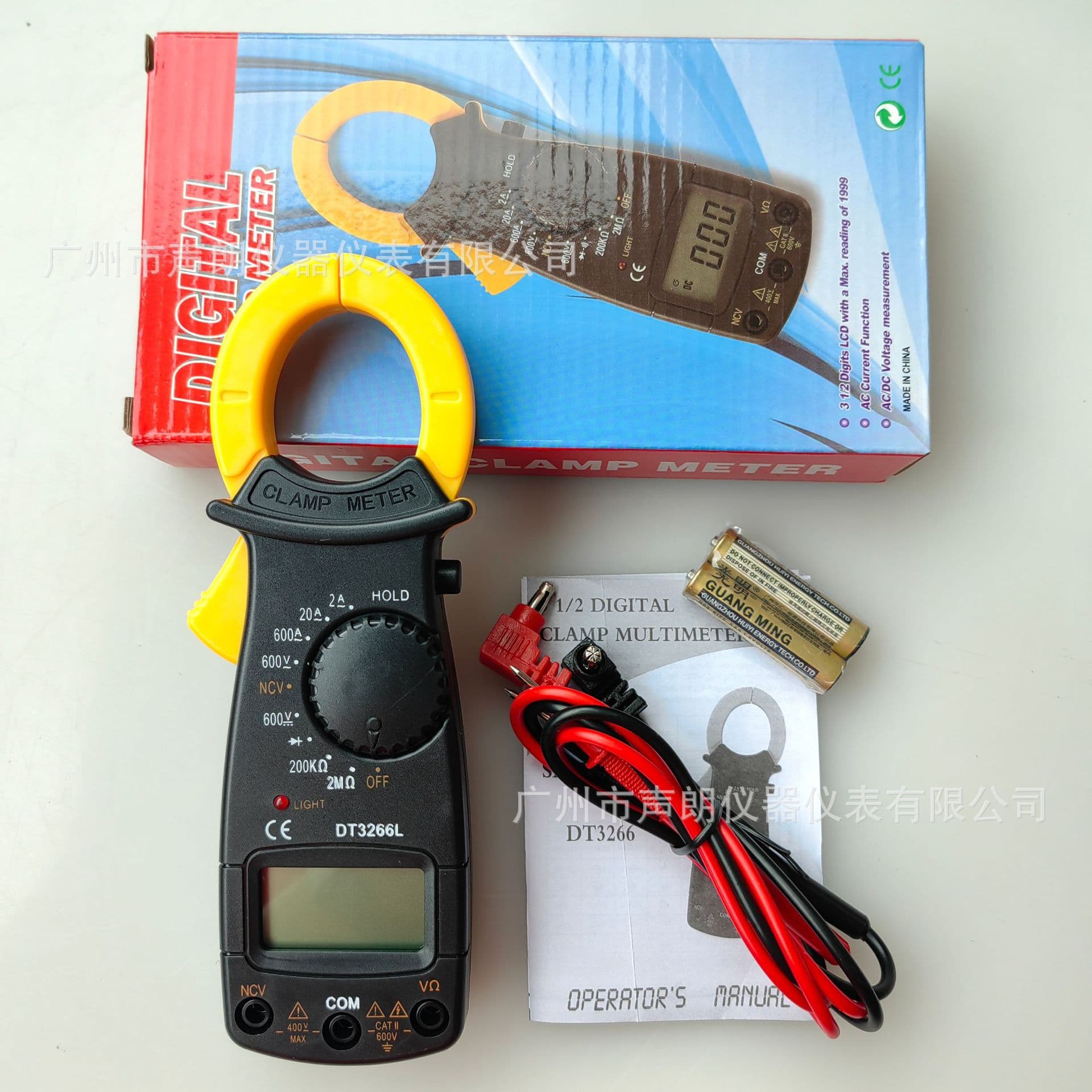 DT3266L Digital Clamp Meter, AC 600A Current Meter, Export Instrument for Foreign Trade