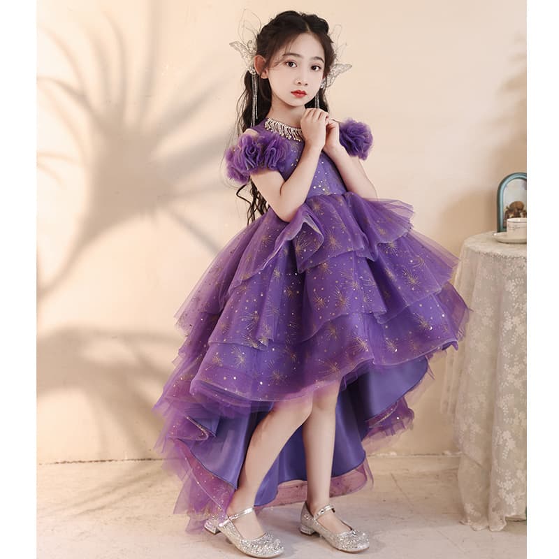 Children's Formal Birthday Princess Dress Purple Girl Host Flower Girl Wedding Little Girl Piano Performance Costume French Style