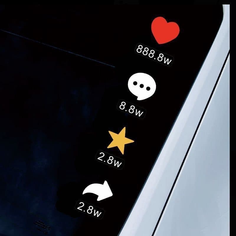 2026 Like, Comment, Collect and Forward Same Funny Creative Car Sticker on Douyin Rear Window Car Personalized Decoration Sticker