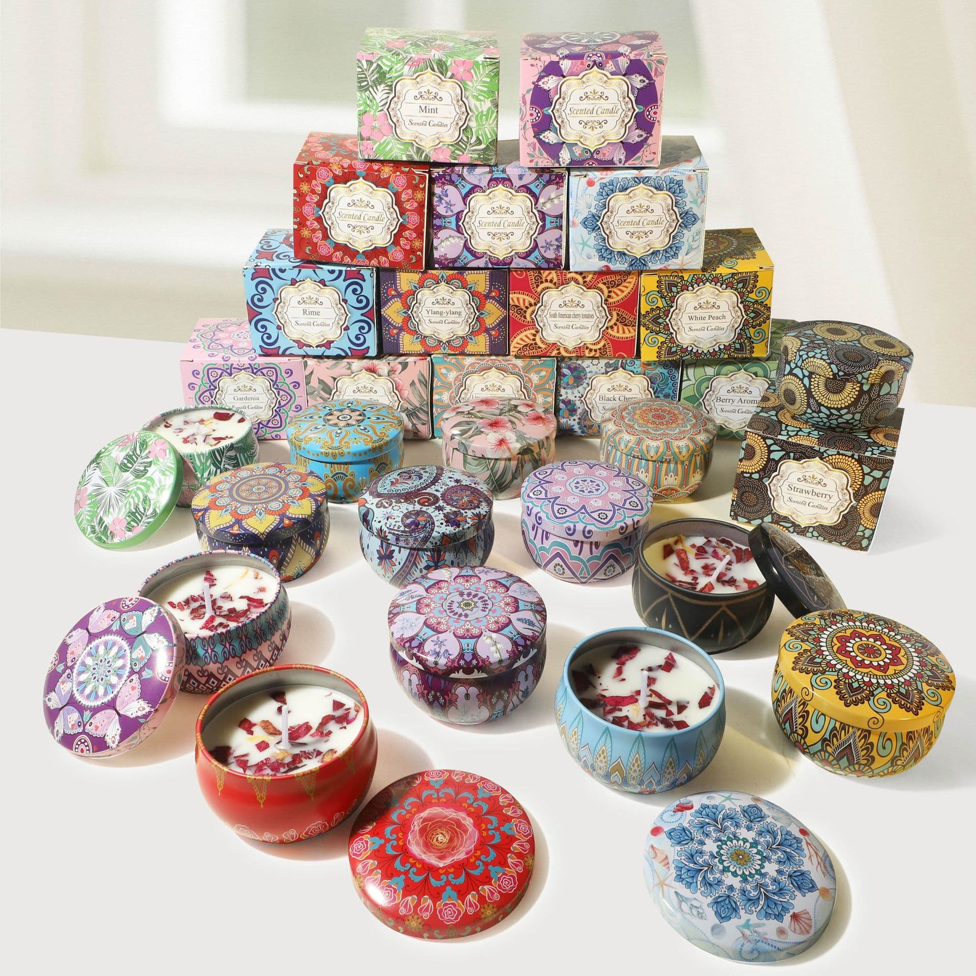 Cross-Border Plant-Based Soy Wax Dried Flower Scented Candles, Wedding Favors, Birthday Gifts, Floral Scented Candles