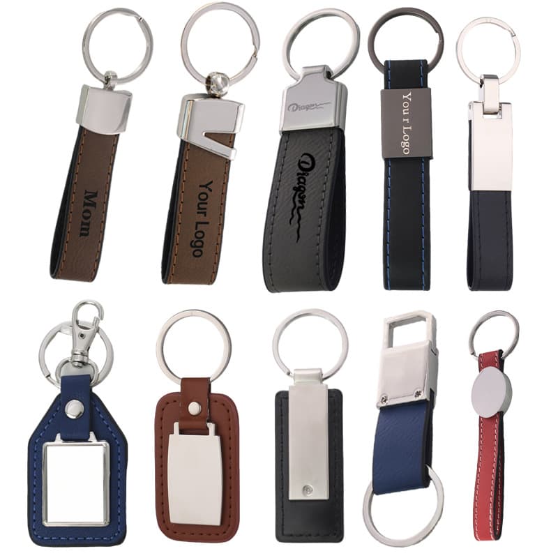 Large quantities in stock】Customized leather metal keychains can be molded and customized with engravings, logo car keychains