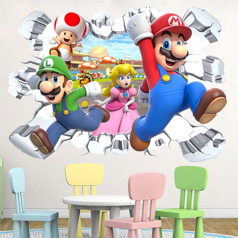 Mario stickers Super Mario stickers children's room children's cartoon self-adhesive waterproof wall stickers