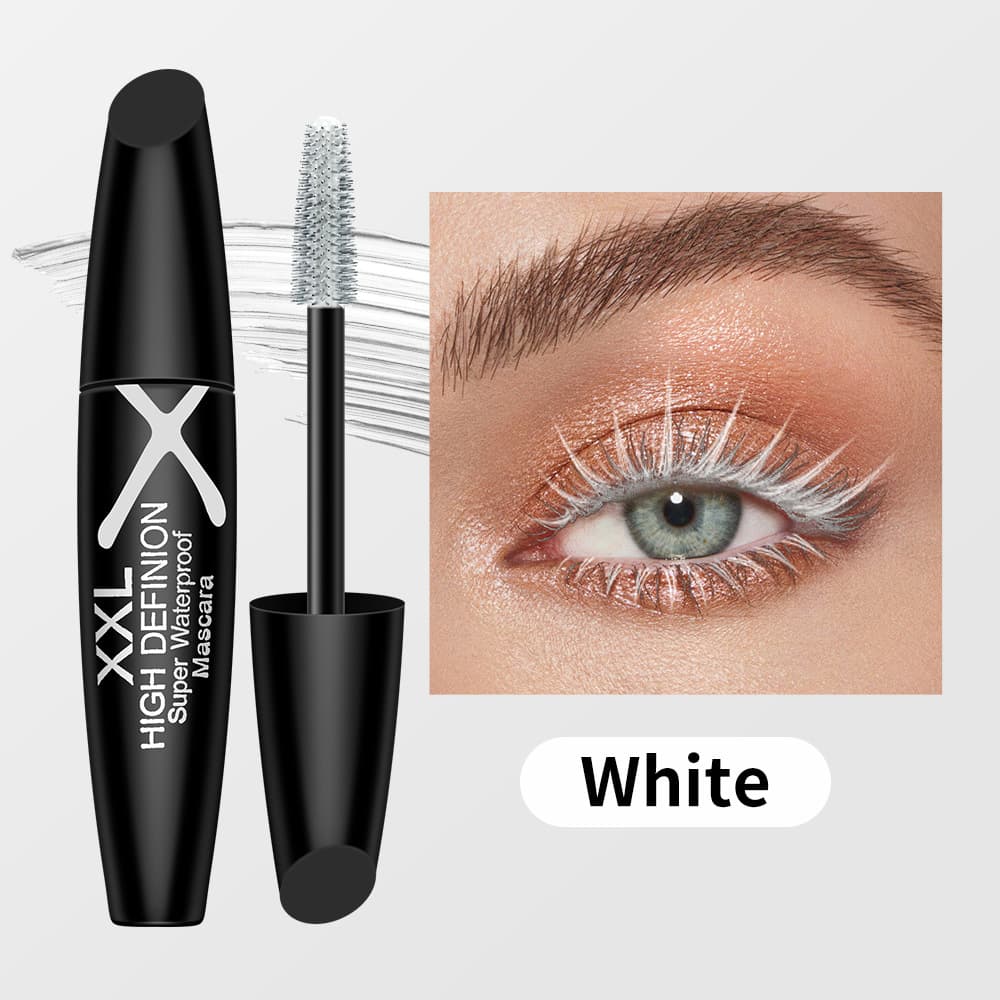 Cross-border XXL Six-Color Black White Blue Red Purple Brown Colored Mascara, Volumizing Lengthening Waterproof Smudge-proof Easy Remover