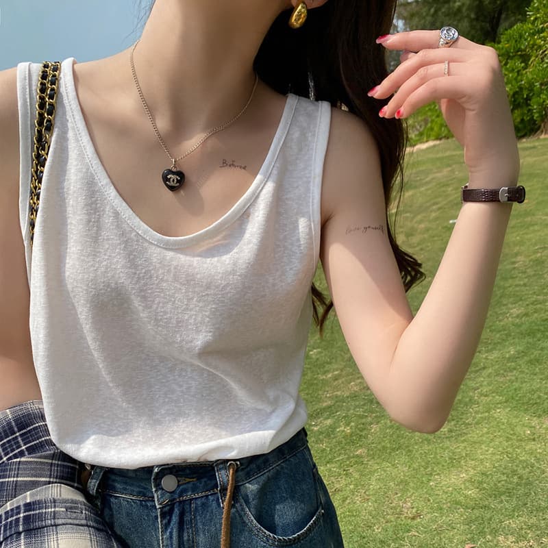 Cotton and Linen Vest 2025 New Ice Silk White Loose Top Slub Cotton Base Small Sling Women's Summer Outer Wear