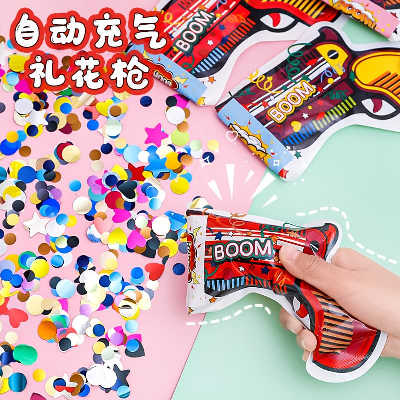 Automatic Inflatable Confetti Guns for Children's Birthday Parties, Wedding Props, Mini Handheld Spray Cannons