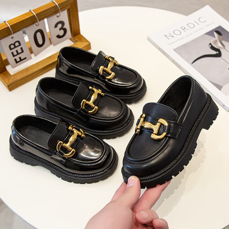 Girls' Leather Shoes 2023 Autumn New Korean Style Children's Shoes Fashionable Black Little Girls' Fashionable Shoes