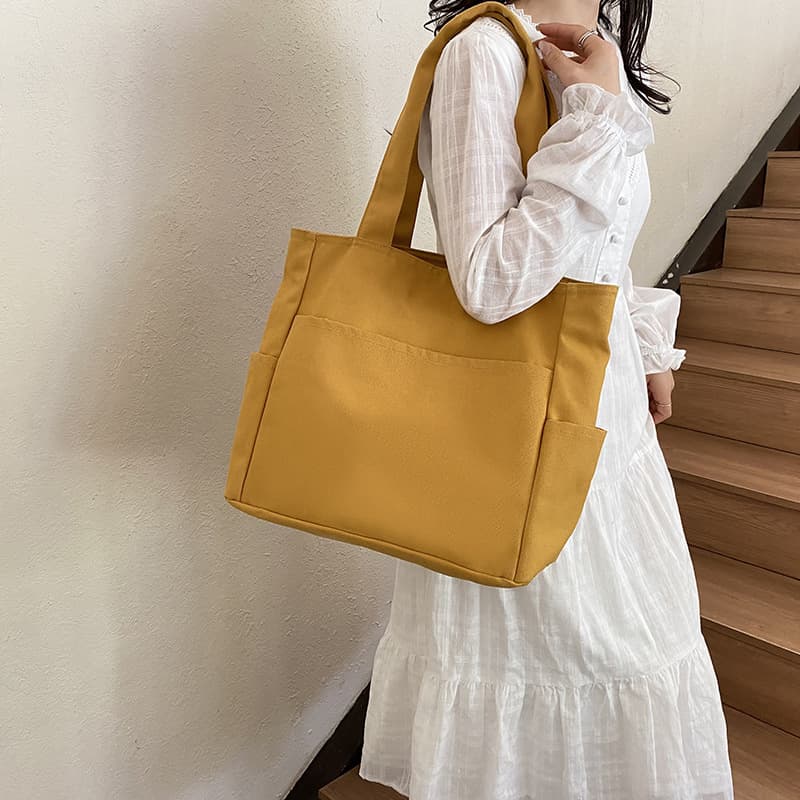 Women's Bag, Japanese and Korean Style Large Capacity Tote Bag, Solid Color Canvas Bag, Commuter Shoulder Bag, Blank Tote Bag, Cloth Bag