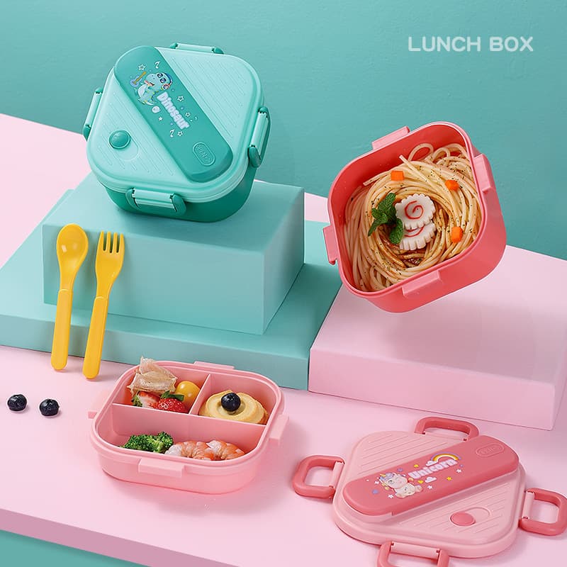 Cartoon Kids Lunch Box Bento Box Kindergarten Lunch Box Outdoor Snack Box Children's Divided Lunch Box Cute Small Lunch Box