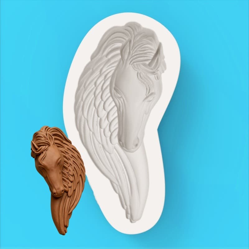 Winged Horse Head Embossed Silicone Mold DIY Fondant Cake Chocolate Soap Mold 18308