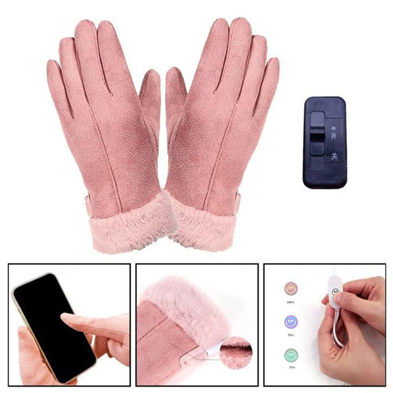 In stock outdoor skiing gloves with USB electric heating, suitable for motorcycle riding, warm and powered by a power bank, for women.