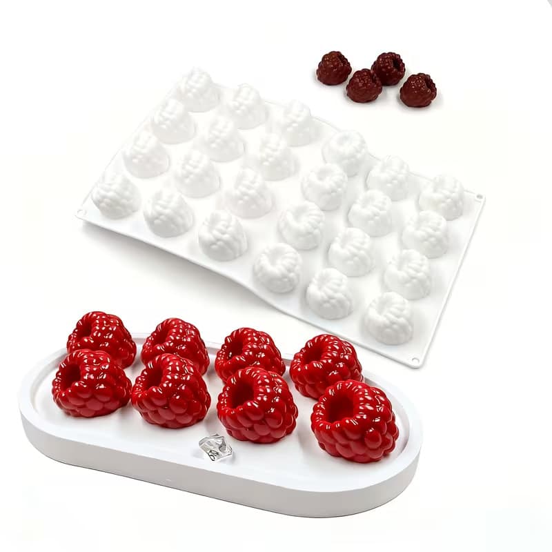 New Product 24-Piece Small Raspberry Mousse Food-Grade Silicone Mold Easy to Demold French Mousse Cake Mold