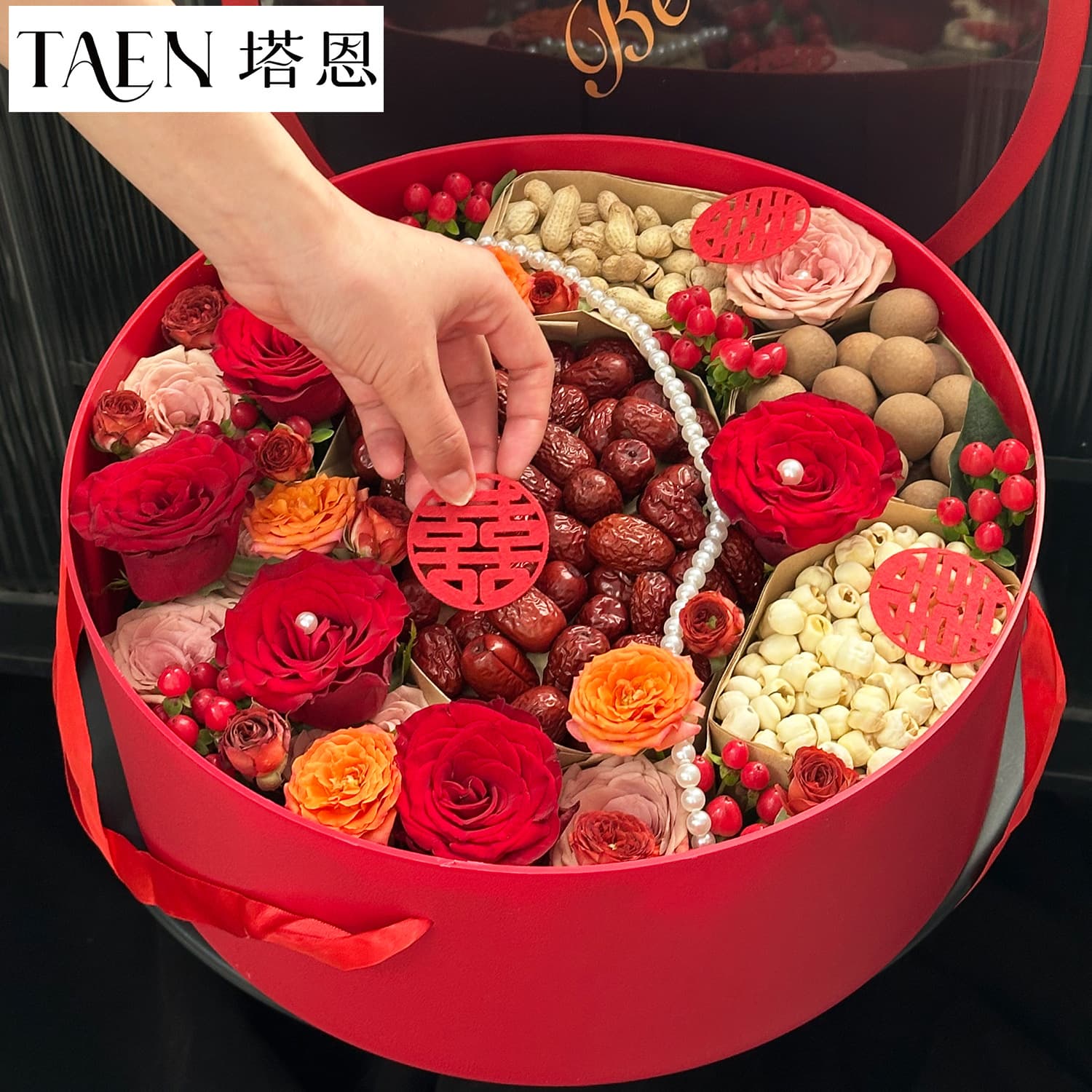 Premium Handheld Flower & Fruit Gift Box Waterproof Round Flower Box Empty Box Winter Four-Piece Set Gift Packaging Box Wholesale