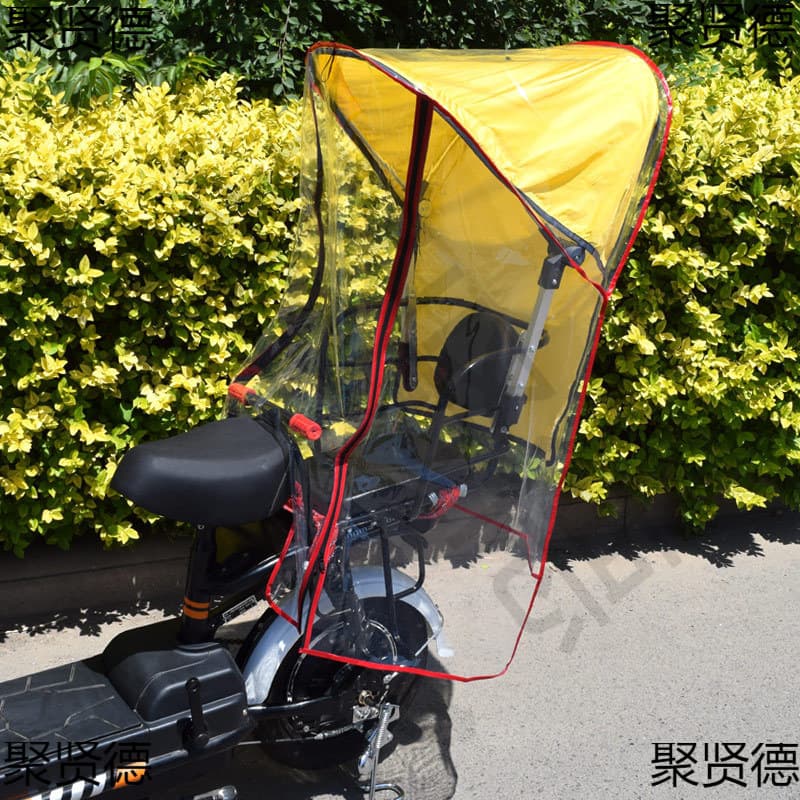 Bicycle and electric vehicle child seat front and rear rain cover transparent cover windproof and rainproof windproof cover Dezhu