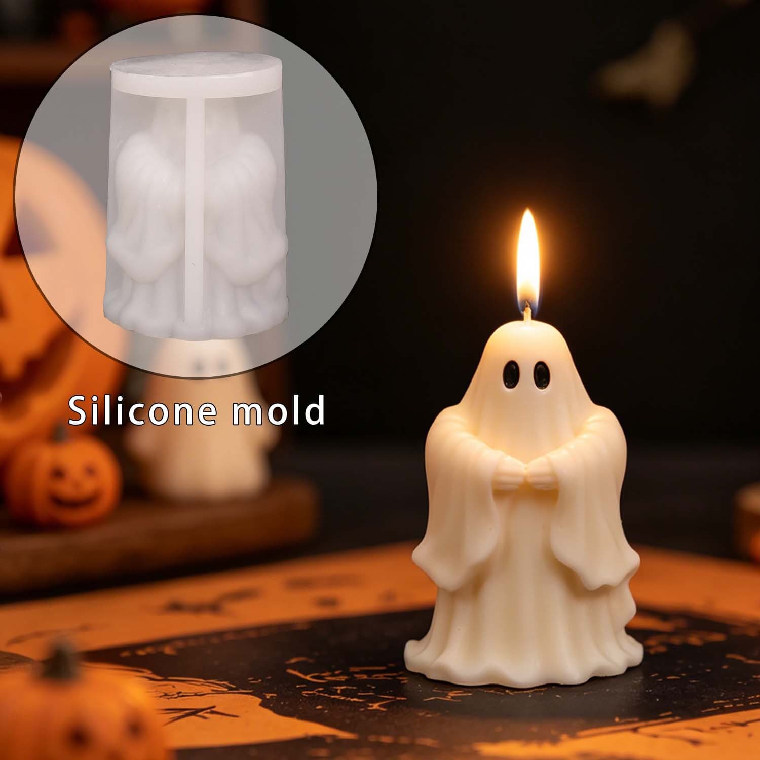 DIY Ghost Candle Resin Mold Halloween Ghost Decoration Silicone Mold Cross-border