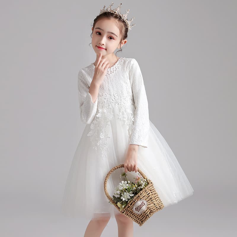 Girls Dresses 2025 Spring New Children's Clothes Mesh Princess Dresses Children's Dresses Flower Girl Piano Performance Clothes Spring