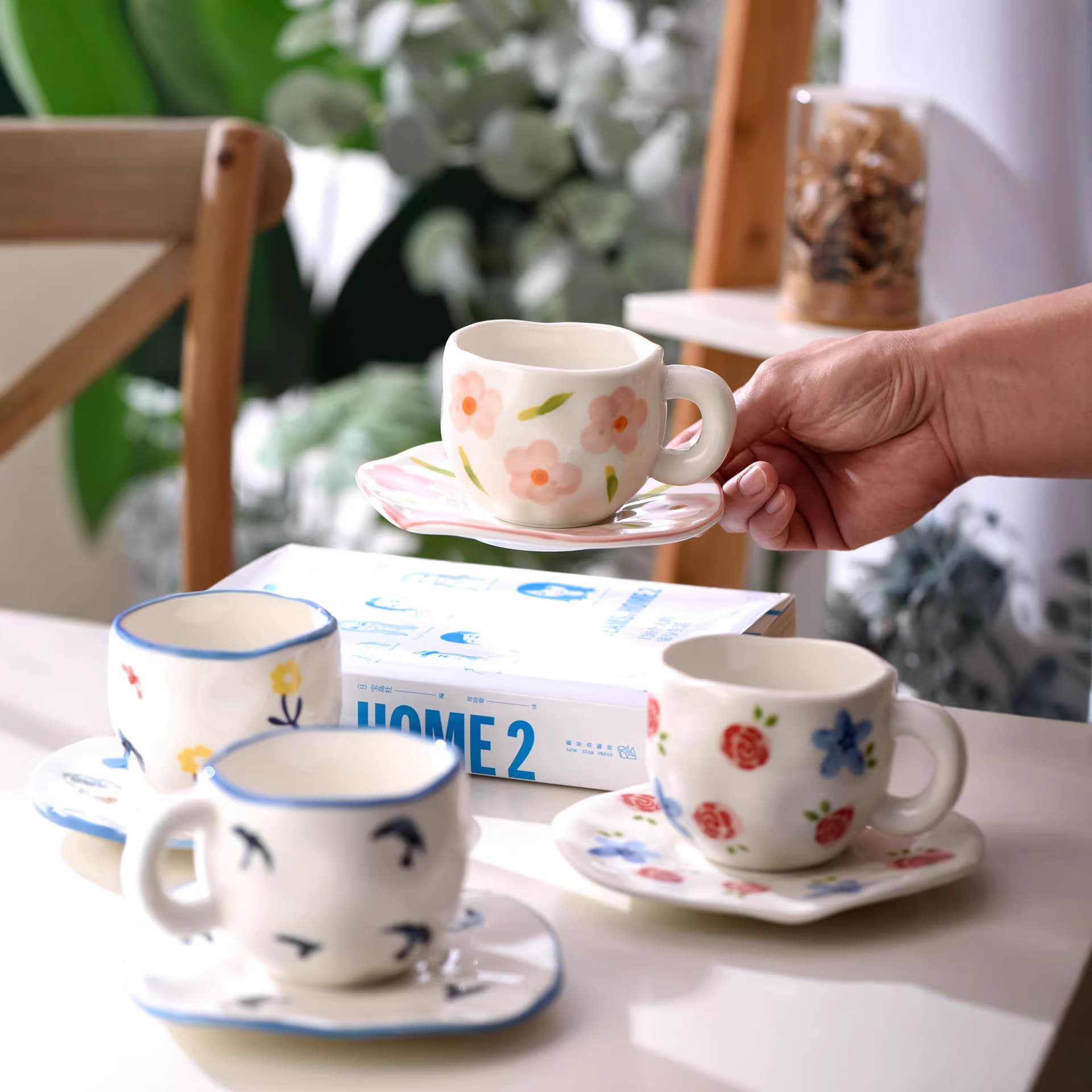 Wholesale Cross-border Ins Coffee Cup Saucer Gift Cloud Cup Saucer Pair Milk Afternoon Tea Ceramic Cup from Factory Source