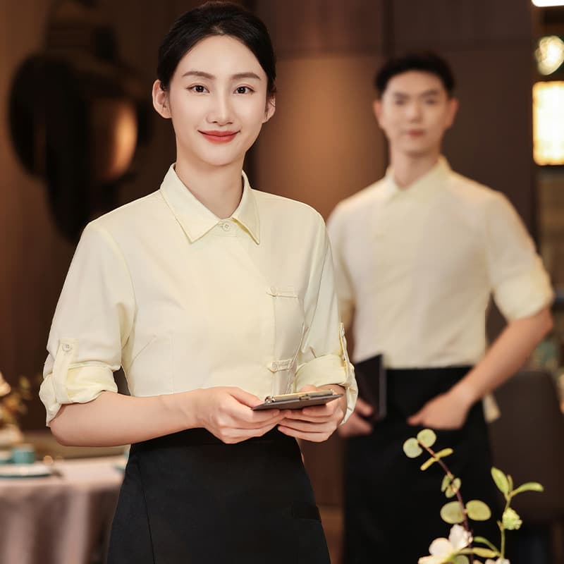Waiter work clothes, women's long-sleeved autumn and winter shirt suits, milk tea, Western restaurant, hot pot restaurant, fast food restaurant work clothes