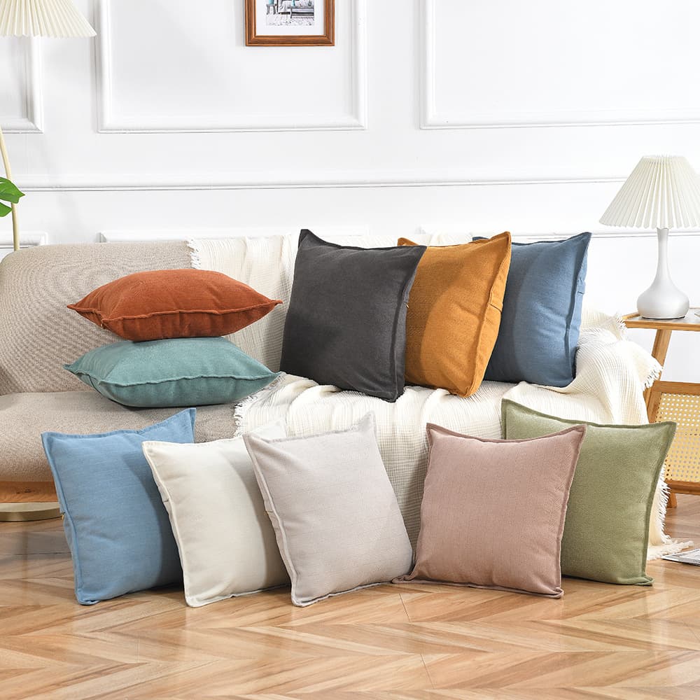 Solid Chenille Piped Edge Living Room Bedroom Home Decorative Sofa Cushion Cover Throw Pillow Cover One-Piece Drop Shipping Soft