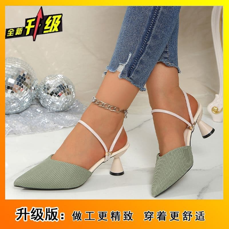 2025 New Women's Fashion Versatile Pointed Toe French Style Comfortable Casual Sandals Slippers Open Toe Mules for Summer Outdoor Wear