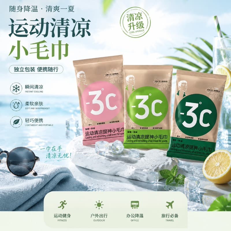 Cooling ice towel, outdoor sports cooling wet towel, student military training running wipe sweat, cool and heatstroke prevention, anti-perspirant ice towel