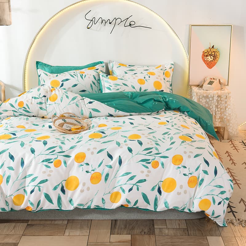 Aloe vera cotton type four-piece set of adult household bed sheets three-piece set cute style simple wholesale Nantong home textiles