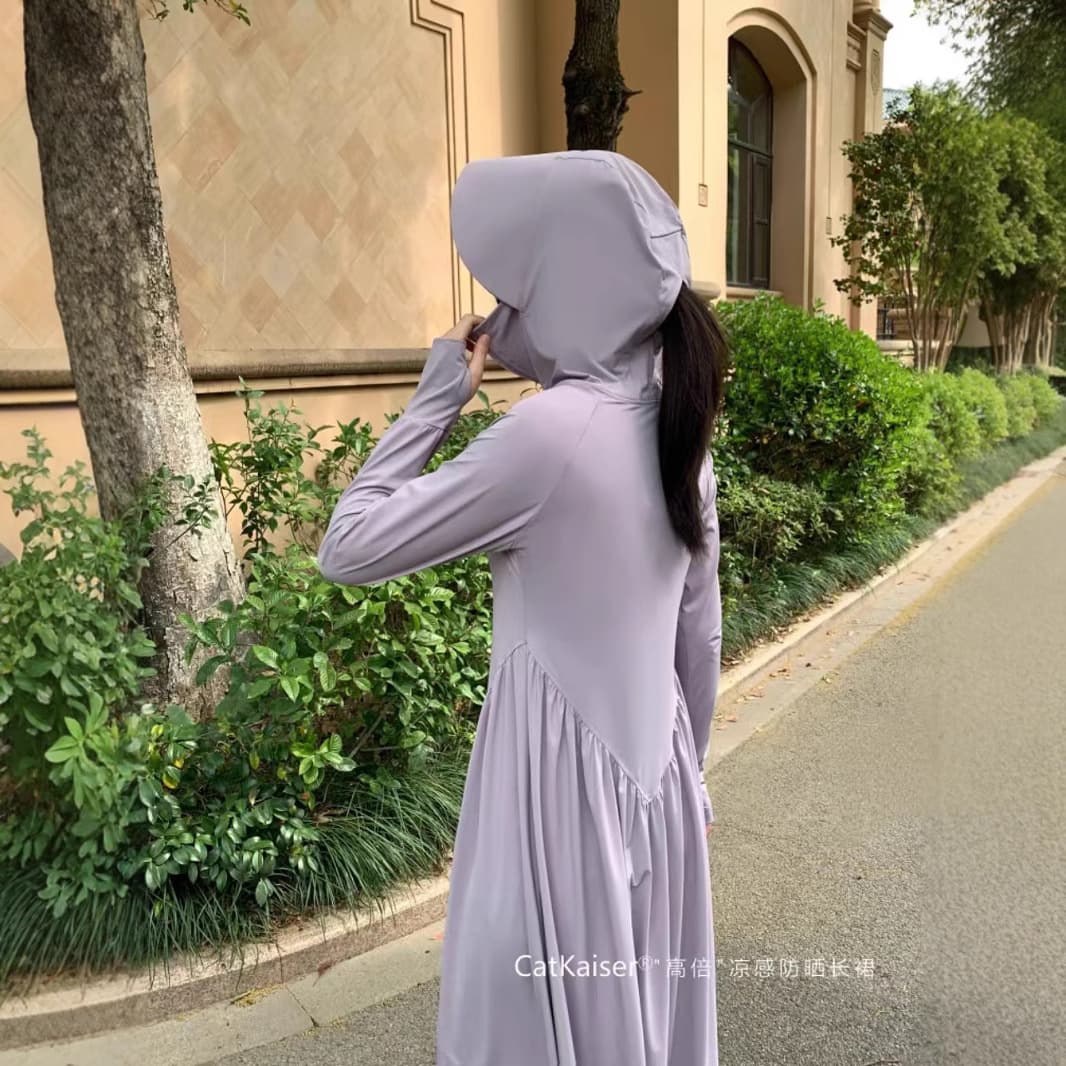 CatKaiser High-Cooling Sun Protection Long Dress New Style Sun Protection Coat for Women Slimming Long Length UV Protection