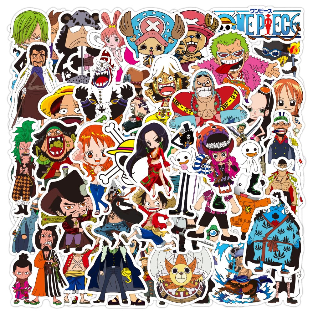 Haizhe King Stickers 48-Pack Amazon Hot Seller Luffy Usopp Nami Anime Decorative Waterproof Stickers for Desk