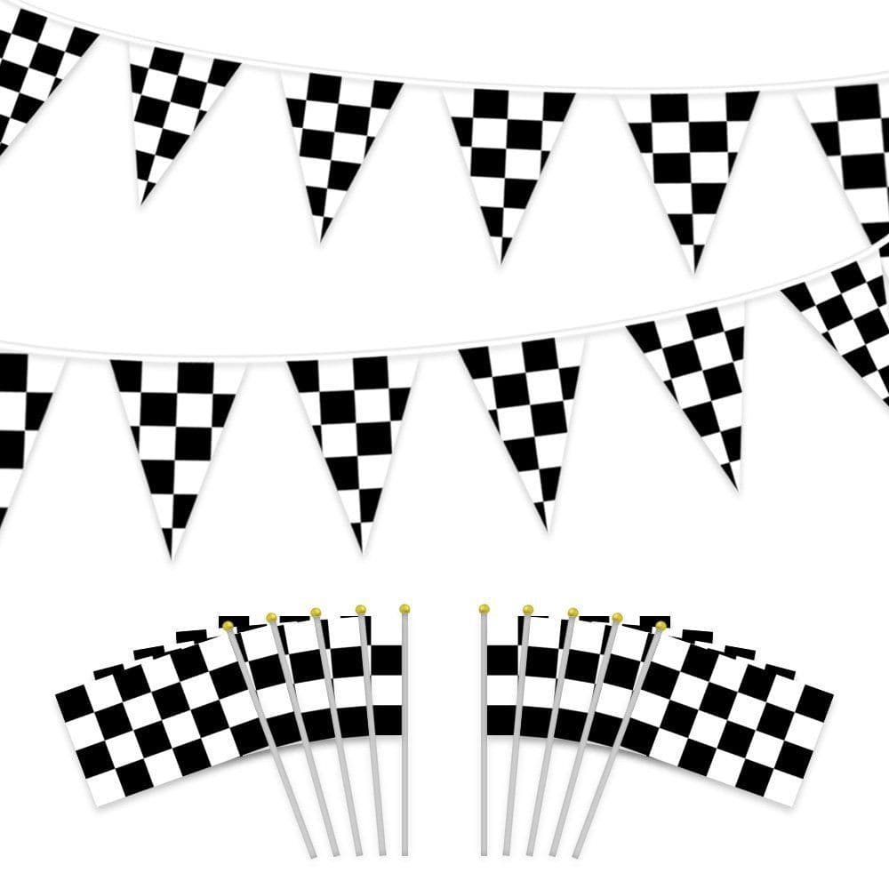 14*21 Black and White Checkered Racing Flag F1 Racing Flag Starting Flag Decorative Triangular Pull Flag Square Hanging Flag Hand Waving Flag