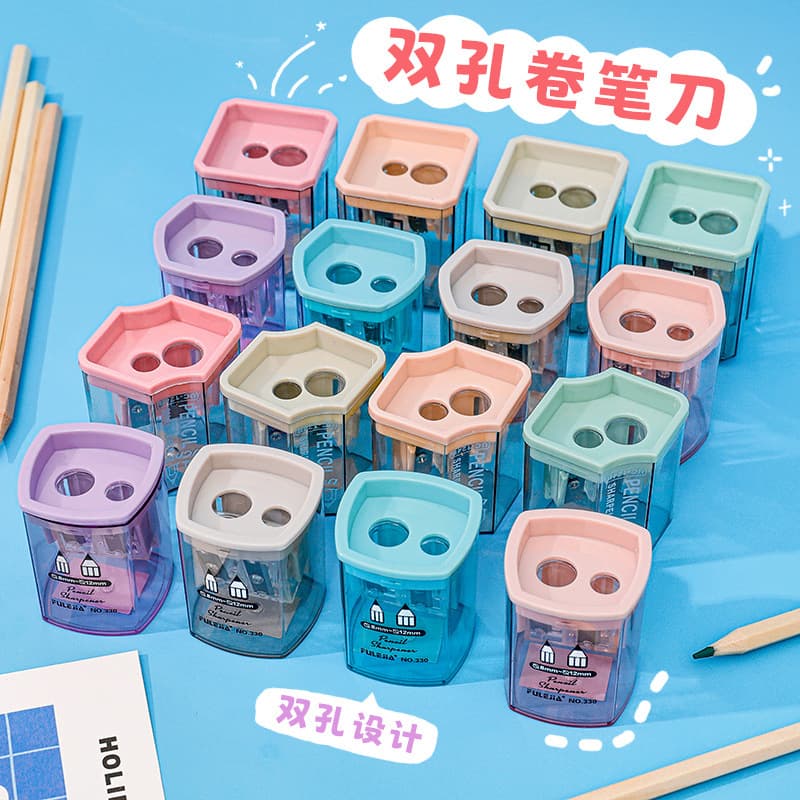 Children's Cartoon Double-Hole Pencil Sharpener, Creative Pencil Sharpener for Elementary Students, Portable Pencil Sharpener