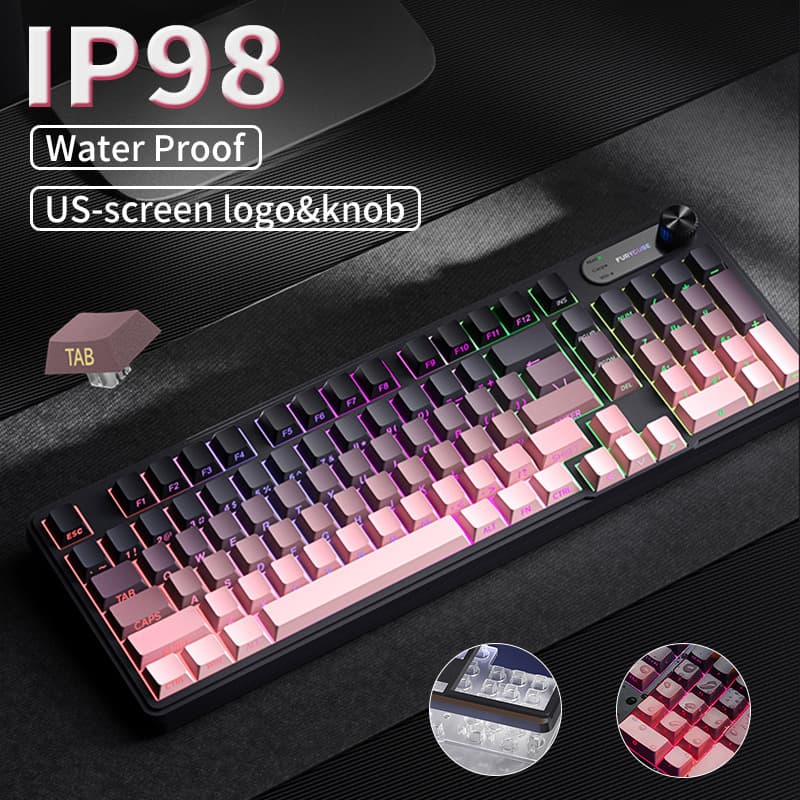 FURYCUBE IP98 Mechanical Three-Mode Keyboard, Computer, Gaming, and Esports High-Value Wired Silent Keyboard