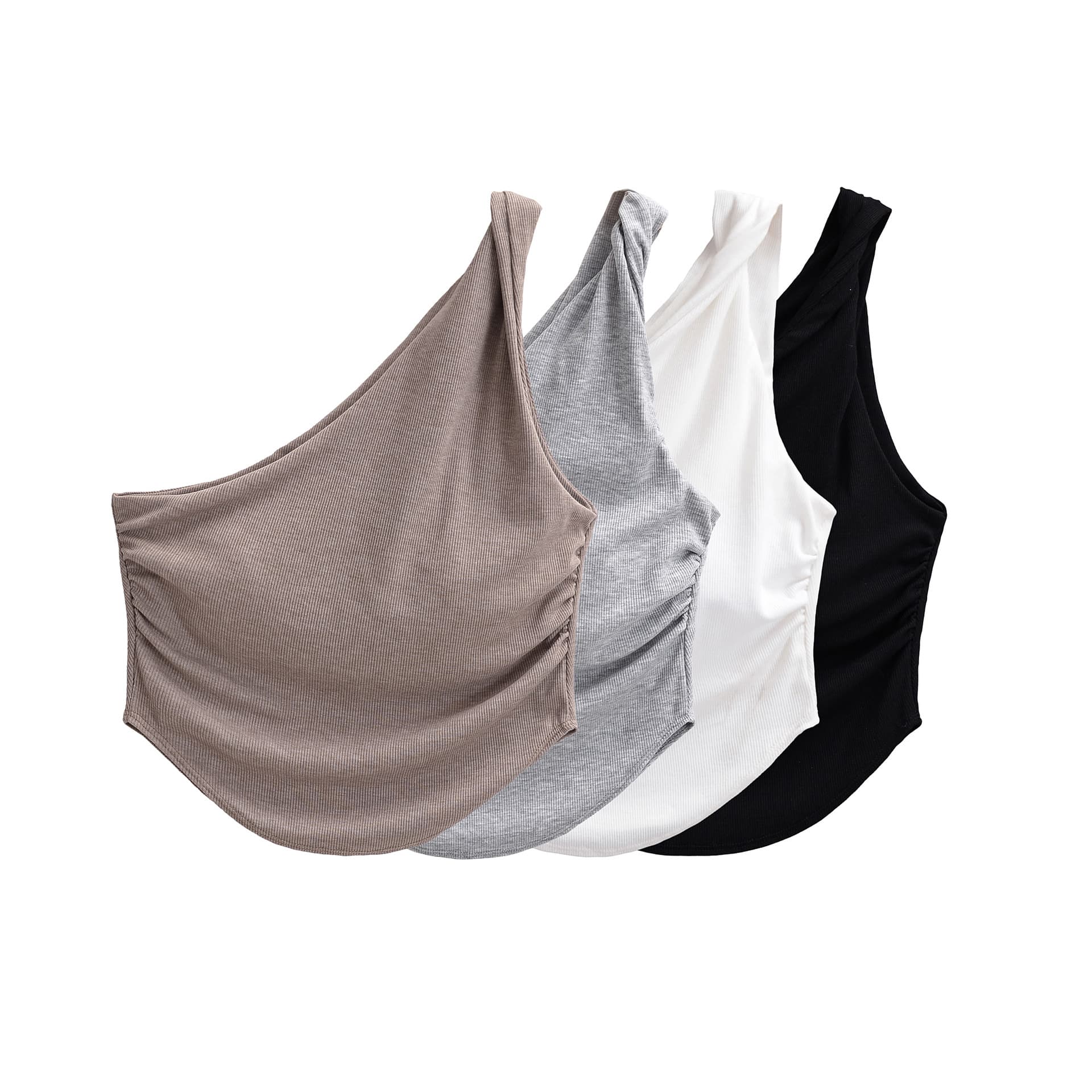 DS25128-25 Autumn New Style European and American Trendy Sexy One-Shoulder Twisted Pleated Casual Knit Vest