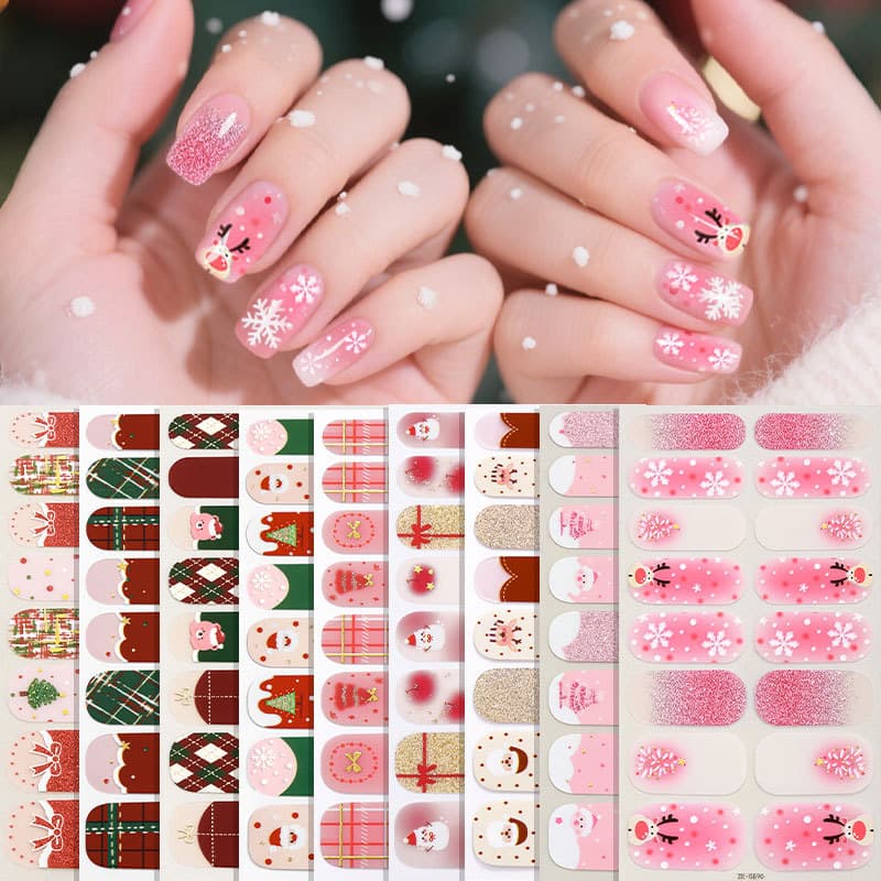 Zhengxiang Cross-border New Christmas Nail Stickers Snowflake Snowman Nail Film Manicure Stickers for Europe and America