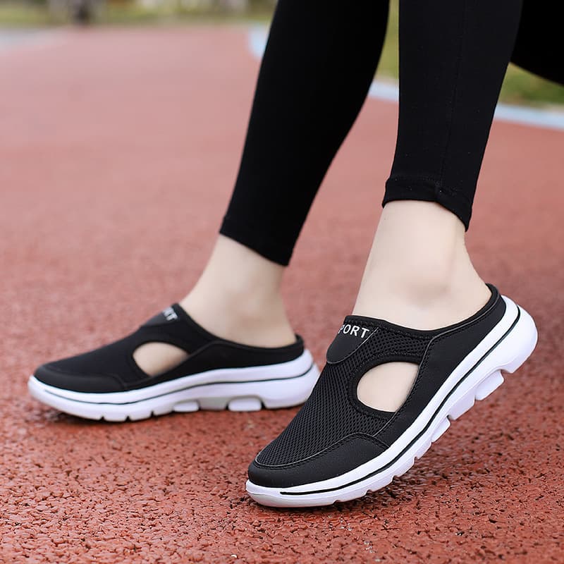 2025 Summer Amazon Large Size Casual Sandals 35-48 Size Single Shoes Thick Sole Slip-On Mesh Hollow Half Shoes