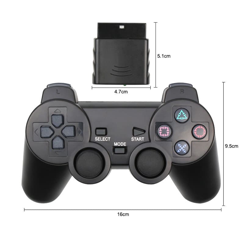 Factory Wholesale 2.4G Wireless PS2 Game Controller Transparent Snowflake Button Dual Vibration P2 Gamepad