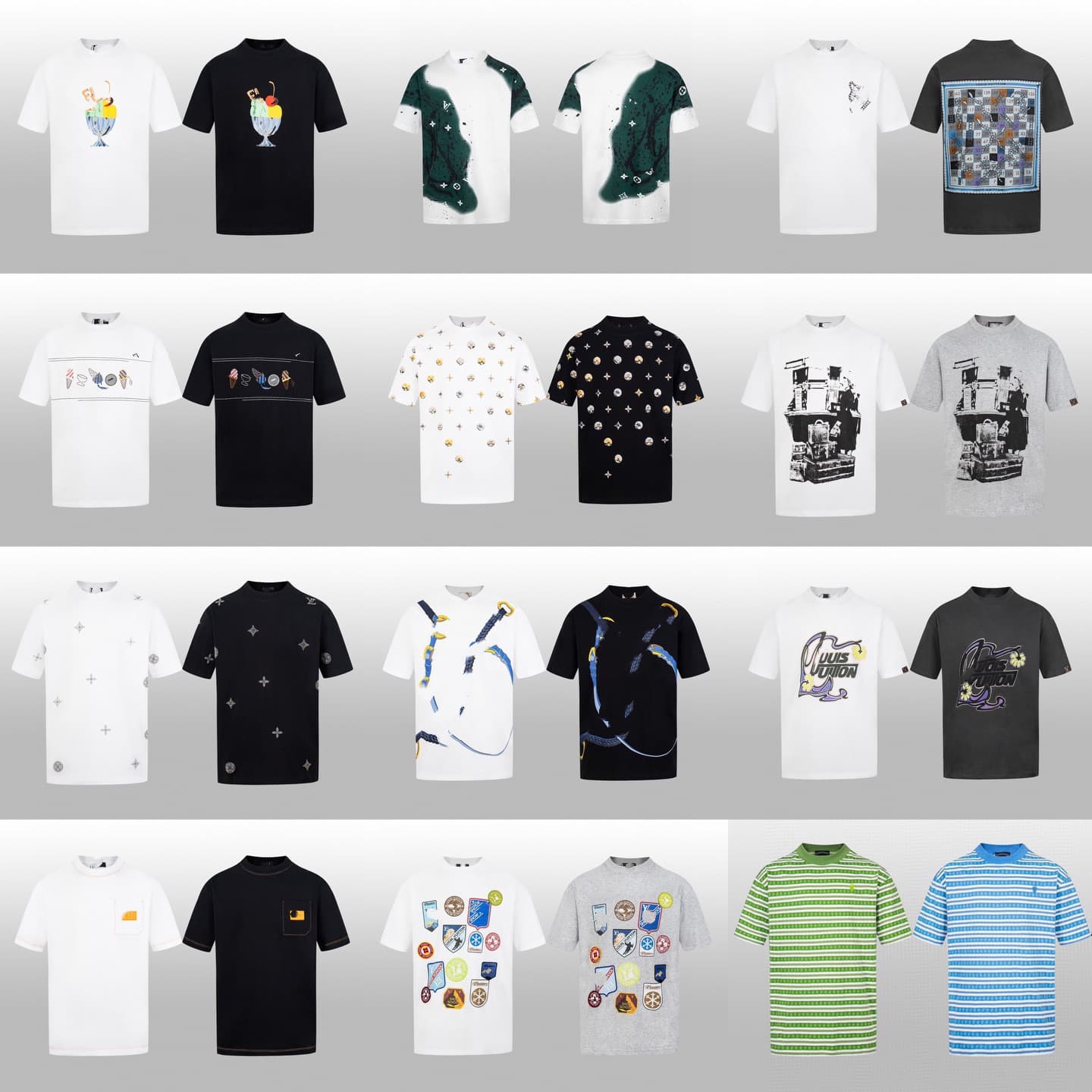 European station high version high-quality Lvjia B family collection new trendy brand round neck T-shirt casual loose short-sleeved men and women