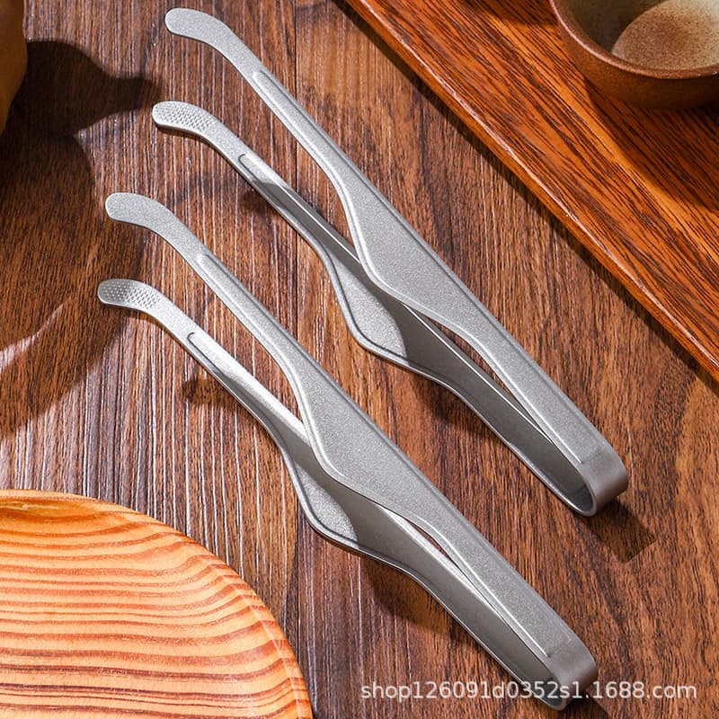 Pure Titanium Tea Tongs Tweezers Outdoor Vegetable BBQ Tongs Steak Tongs Grilling Tools Camping, Titanium Metal Tea Leaf Tea Cup Tongs